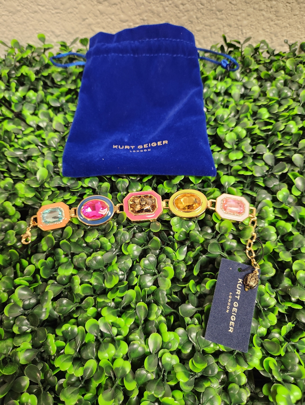 Kurt Geiger Gold-Tone Bracelet With Multi-Color Gems Retail 168 145$